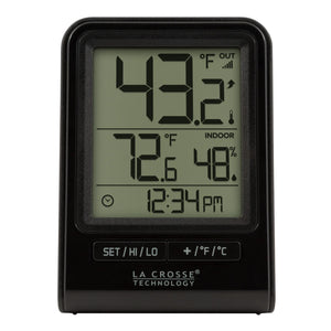 Wireless Indoor/Outdoor Temperature Monitor with Hi/Low Records, Humidity, 12/24 Hour Time - 330 Feet Transmission Range