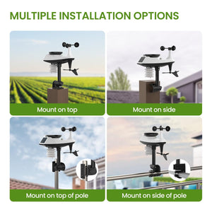 Newentor Wireless Indoor-Outdoor Weather Station with Solar-Powered Rain Gauge, Wind Speed Meter, Atomic Clock, and Temperature/Humidity Alerts (with Wifi)