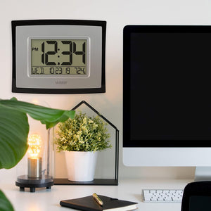 La Crosse Technology Digital Wall Clock, Silver, Black (WT-8002U) - Weathershack