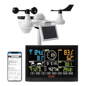 VEVOR WiFi Weather Station 7-in-1, Weather Stations WiFi Indoor Outdoor, 7.5" Color Display for Weather Forecast, Temperature, Humidity, UV, Air Pressure, Wind Speed & Direction, Rain and Alarm