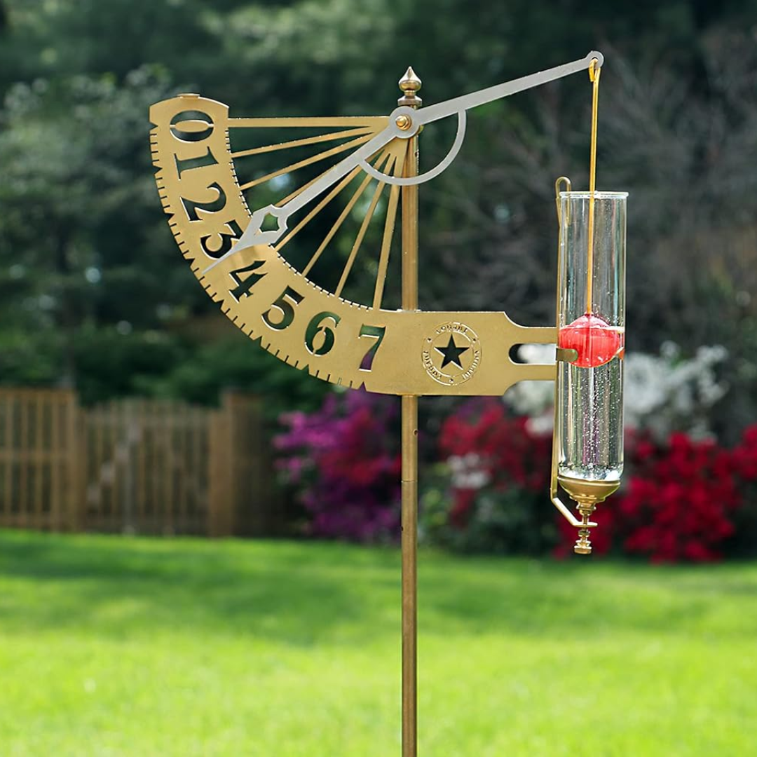 Jeffersonian 2nd Generation Rain Gauge - Living Finish Brass