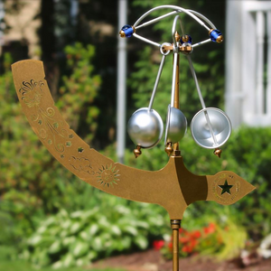 Jeffersonian Kinetic Wind Vane in Living Finish Brass