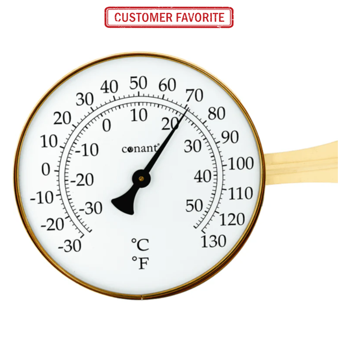 Vermont 8" Dial Thermometer (Living Finish Brass)