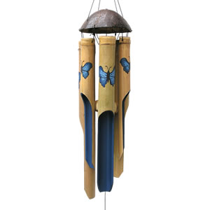 Cohasset Simple Blue Butterfly Bamboo Windchime - Medium