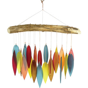 Gift Essentials Glass Leaves Wind Chime - Santa Fe Colors