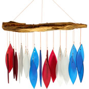 Gift Essentials Glass Red, White & Blue Driftwood Wind Chime